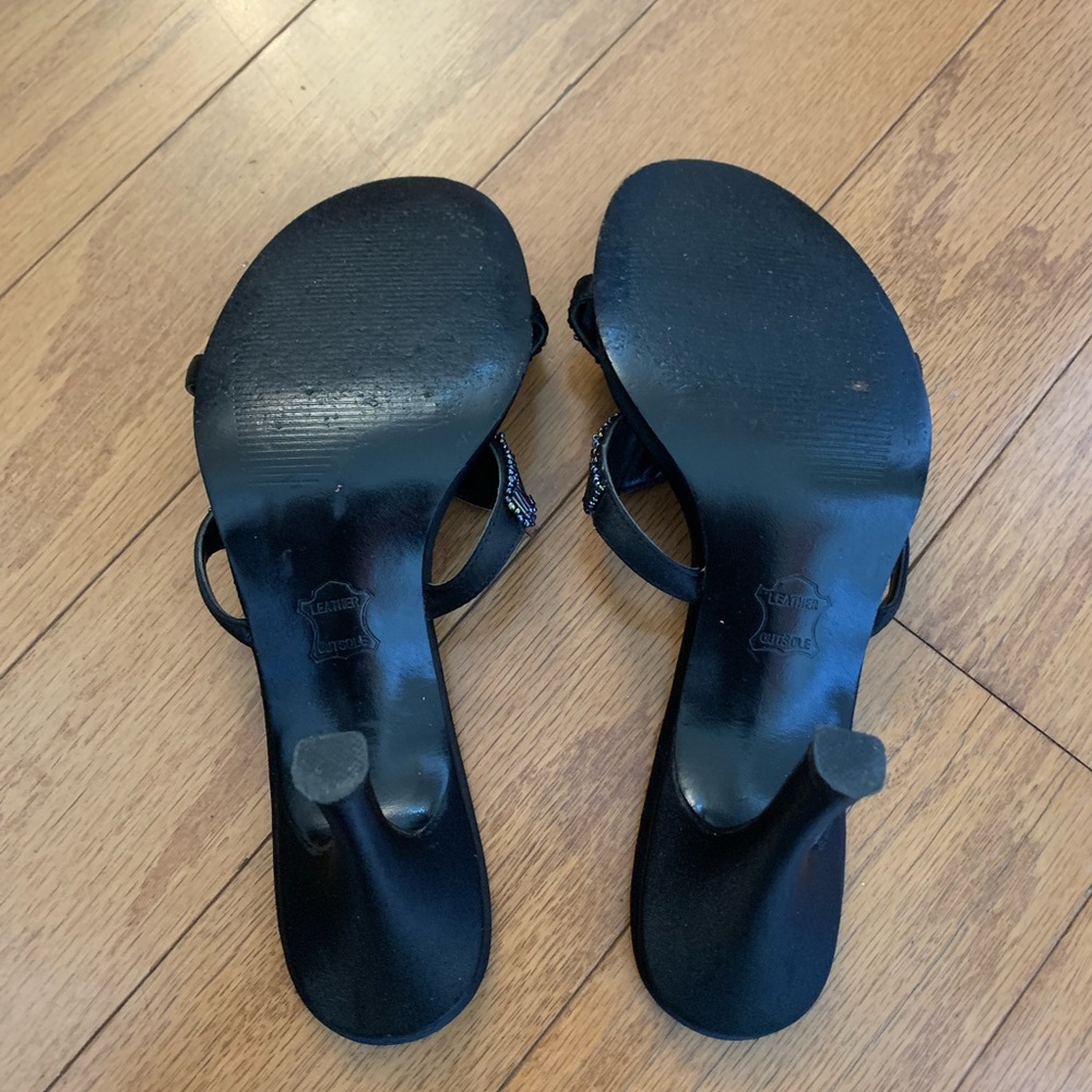Impo Trini Beaded Sandals. Great Used Condition. 3 1/2 inch Heel. Gunmetal Black - Picture 5 of 8